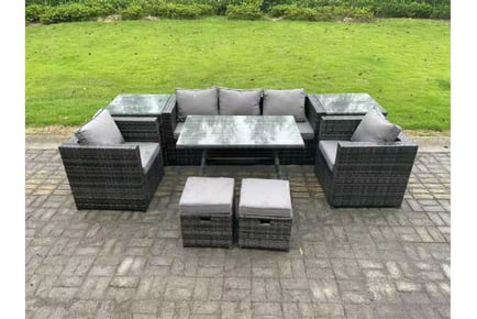 7-Seater Rattan Garden Sofa Dining Set