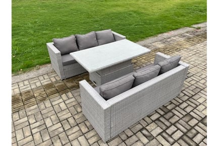 PE Rattan Lounge Sofa Set Rising Table