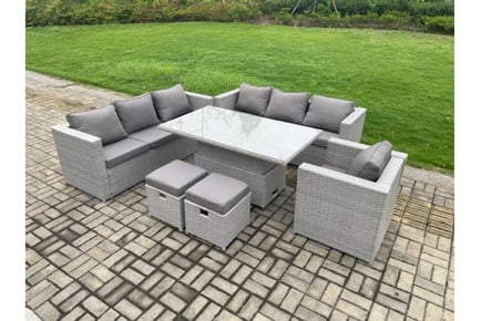 9-Seater Garden Dining Set Rising Table