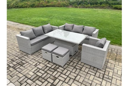 9-Seater Garden Dining Set Rising Table