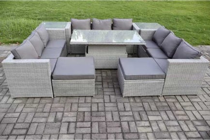 Ultimate 11-Seater Outdoor Dining Set with Versatile Rising Table