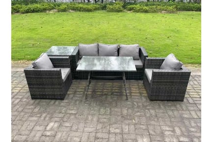 5-Seater PE Rattan Sofa Set Dining Table