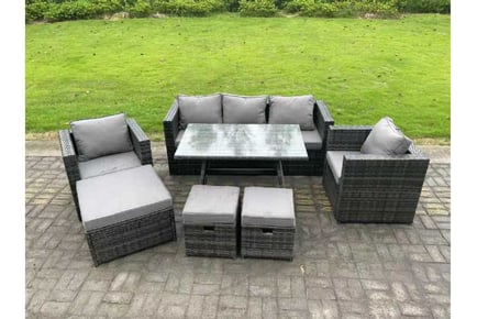 8-Seater Rattan Garden Set Dining Table