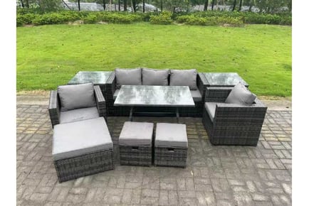 8-Seater Rattan Garden Dining Set Sofa