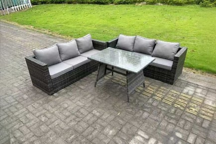 PE Rattan Garden Lounge Sofa Dining Set