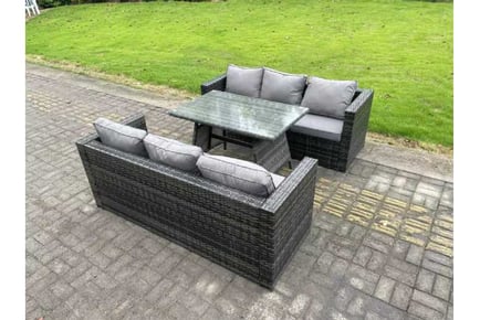 PE Rattan Garden Lounge Sofa Dining Set