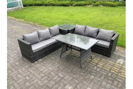 6-Seater Rattan Garden Dining Set Sofa