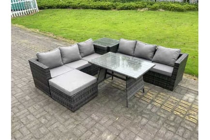 7-Seater Garden Dining Set Sofa Stool