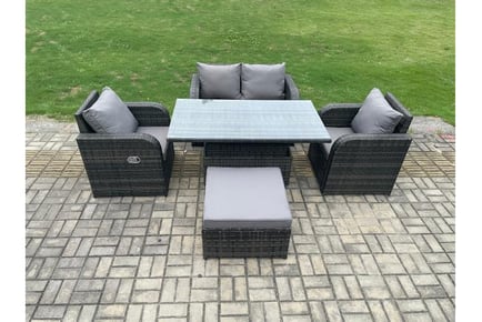 PE Rattan Reclining Garden Rising Set