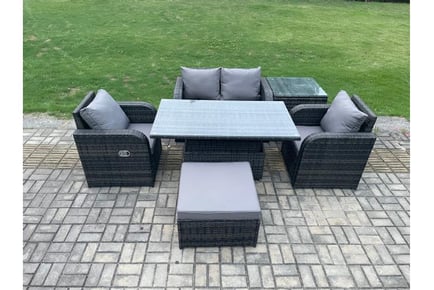 PE Rattan Garden Dining Set Rising Table