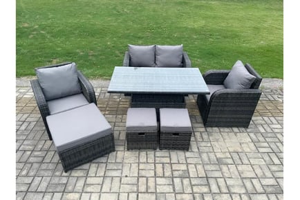 Rattan Reclining Sofa Set Rising Table