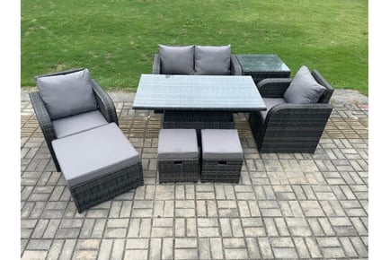 Reclining Garden Rattan Rising Table Set