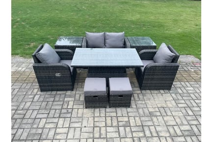 PE Rattan Garden Dining Set Rising Table