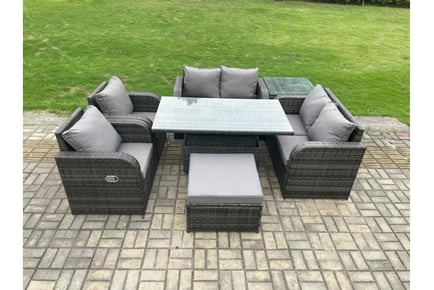 Rattan Reclining Sofa Set Rising Table