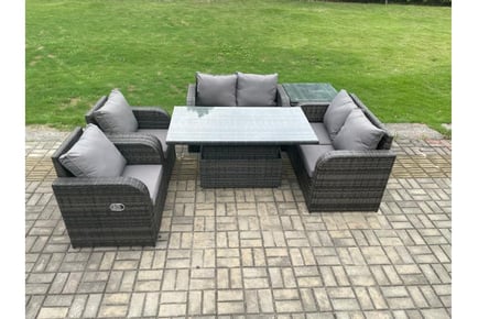 Reclining Garden Rattan Rising Table Set