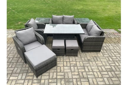 Rattan Reclining Sofa Set Rising Table