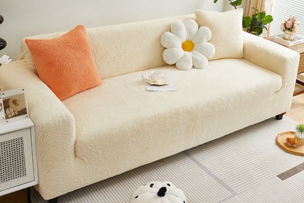 Plush Sofa Cover with 1 Pillow Case in 5 Sizes and 6 Colours