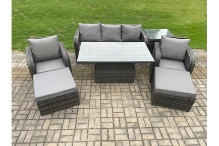 Rattan Reclining Sofa Set Rising Table