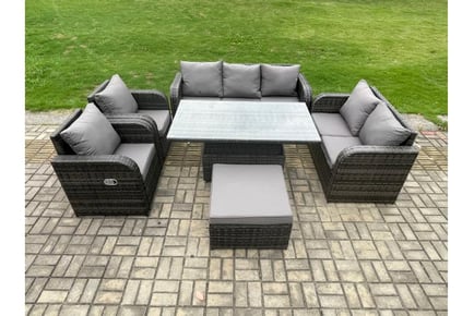 Rattan Reclining Sofa Set Rising Table