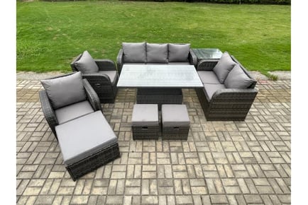 Rattan Reclining Sofa Set Rising Table