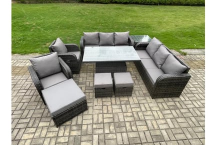 Rattan Reclining Sofa Set Rising Table