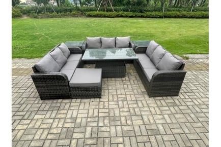 Rattan Arc Armrest Sofa Set Rising Table