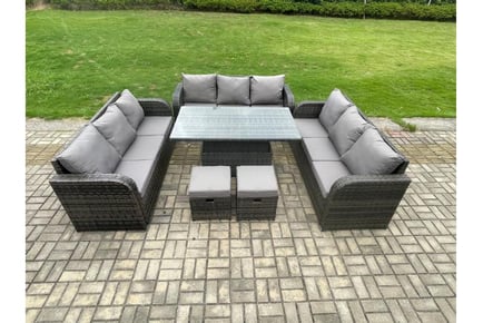 Rattan Arc Armrest Sofa Rise Dining Set