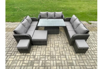 Rattan Arc Armrest Sofa Set Rising Table