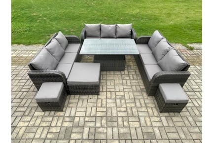 Rattan Arc Armrest Sofa Set Rising Table