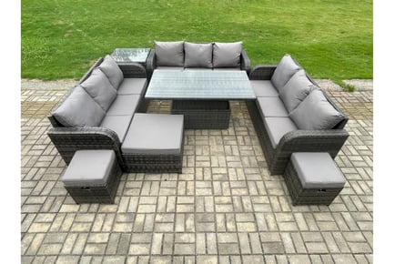 Rattan Arc Armrest Sofa Rise Dining Set