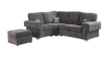 6 Seater Corner or 3+2 Grey Verona Sofa Set - 2 Styles