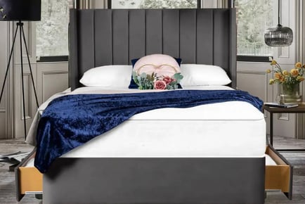 Dark Grey Divan Bed Set with Optional Storage in 5 Sizes