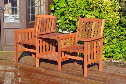 Outdoor Hardwood Garden Love Chair Set with Table