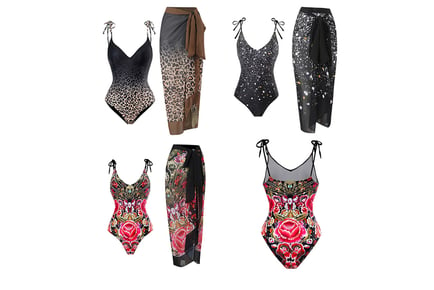 Women's Swimsuit and Cover-Up Set in 4 Sizes and 3 Designs