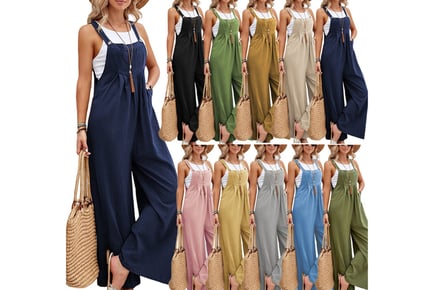 Women's Wide Leg Jumpsuit - 6 Sizes, 10 Colours