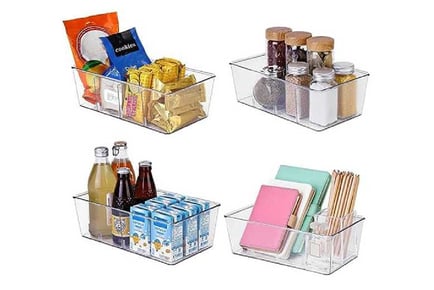 2Pcs Clear Storage Bins Container