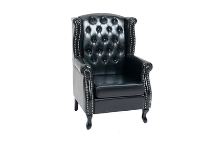 Chesterfield Style Wingback PU Leather Armchair in Black