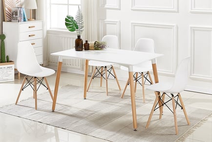 Rectangle Dining Table with 4 Eiffel Chairs in White or Grey
