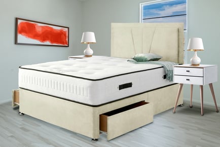 Canterbury Bed Set, Orthopaedic Mattress with Storage - Cream