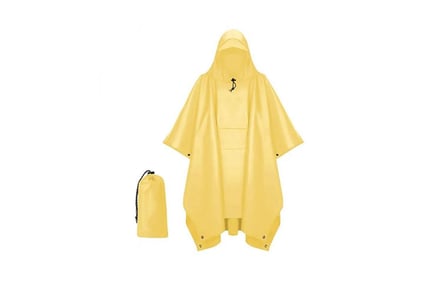 Waterproof Hooded Poncho Raincoat with Carry Bag - 7 Colours
