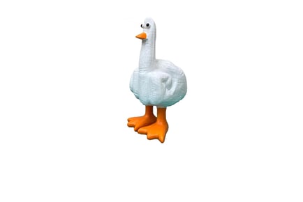 Finger Flipping White Duck Garden Figurine