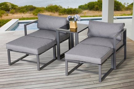 5-Piece Garden Furniture Sun Lounger Sofa Set with End Table