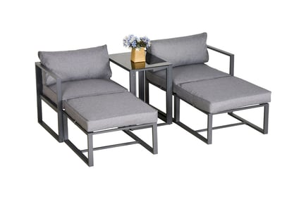 5-Piece Garden Furniture Sun Lounger Sofa Set with End Table