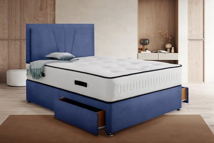 Canterbury Navy Blue Divan Bed Set - 5 Sizes, 2 Options