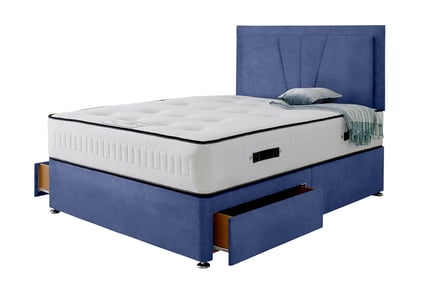 Canterbury Navy Blue Divan Bed Set - 5 Sizes, 2 Options