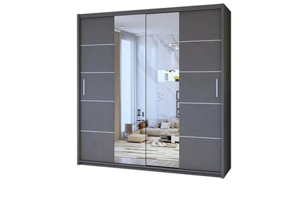 Lisbon Sliding 2-Door Wardrobe With Full Length Mirror - 4 Sizes!