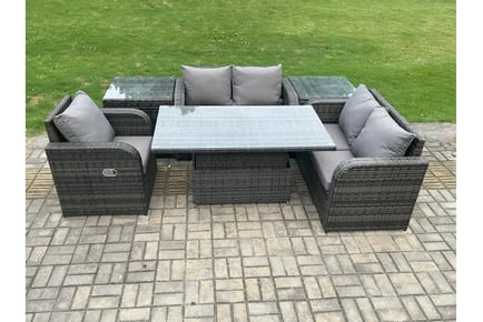 5-Seater Rattan Sofa Set Rising Table