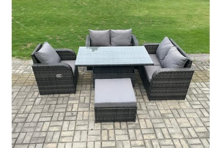 Rattan Loveseat Lounge Set Rising Table