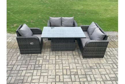 Rattan 2-Seater Sofa Set Rising Table