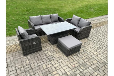 Rattan Sofa Set Rising Table 7-Seater